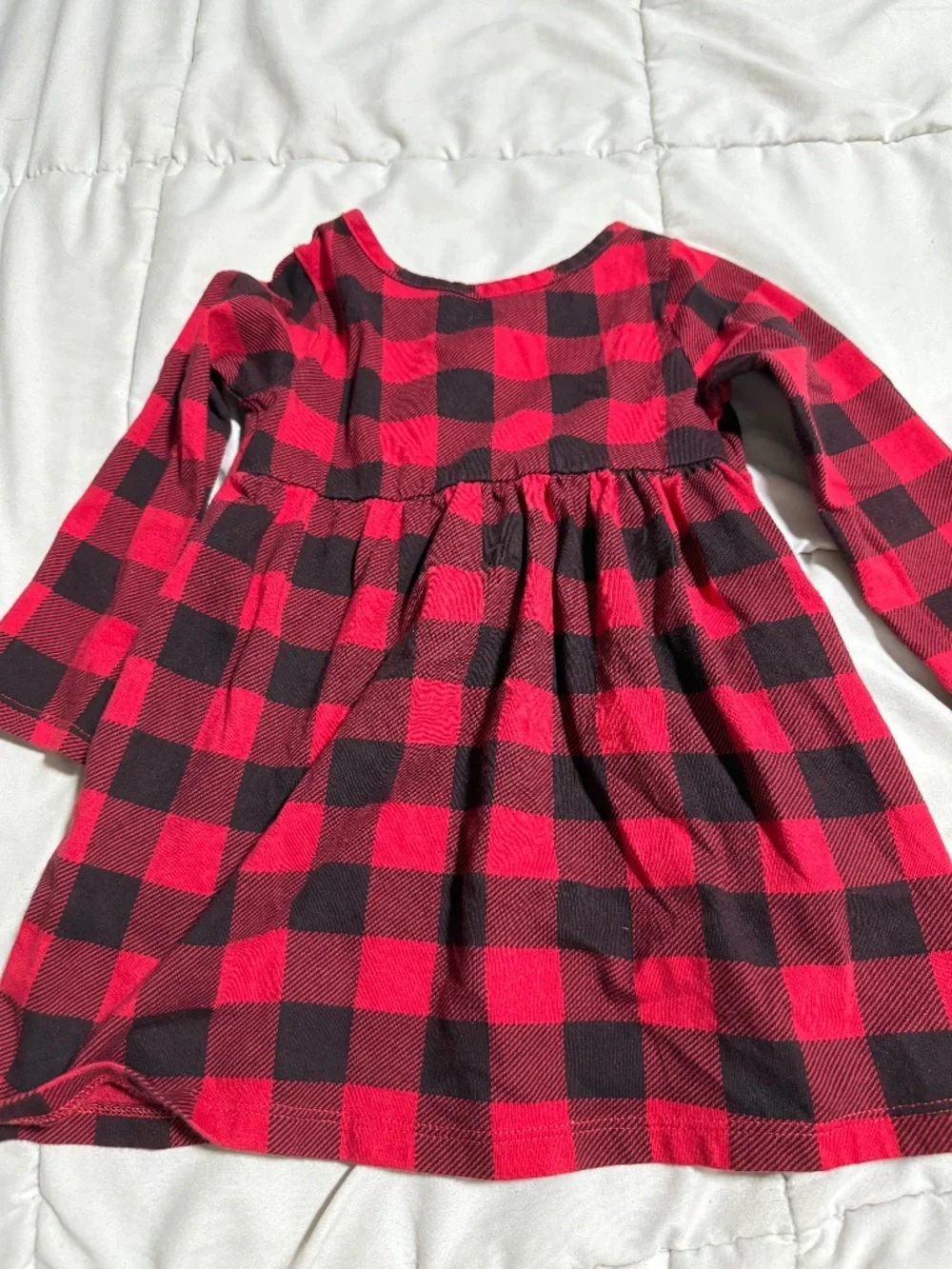 Wonder Nation Plaid Dress Long Sleeve Black Red Christmas Girls 12- 18 Month